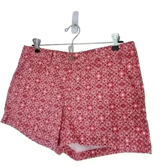 Gap Print Summer Shorts Red  White Tile Chino Preppy Women's size 8 Petite - Picture 4 of 11